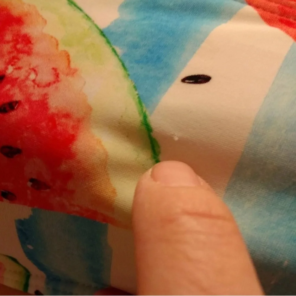 Striped Watermelon Print Bandeau Bikini Top